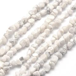 Howlite Chapelets de perles howlite naturelles , nuggets, 3~5x3~5x3~8mm, Trou: 1mm, Environ 85~90 pcs/chapelet, 15.7 pouce (40 cm)
