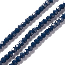Prussian Blue Faceted Glass Beads Strands, Round, Prussian Blue, 6x5.5mm, Hole: 1.2mm, about 95pcs/strand, 22.24''(56.5cm)