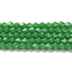 Sea Green Opaque Solid Color Imitation Jade Glass Beads Strands, Faceted, Bicone, Sea Green, 4x4mm, Hole: 0.8mm, about 87~98pcs/strand, 12.76~14.61 inch(32.4~37.1cm)