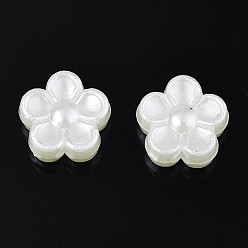 Ivoire Perles de nacre en plastique ABS, fleur, blanc crème, 8.5x8.5x4mm, Trou: 1.8mm