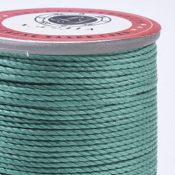 Light Sea Green Waxed Polyester Cord, Micro Macrame Cord, Twisted Cord, Round, Light Sea Green, 1mm, about 57.96~65.62 Yards(53~60m)/Roll
