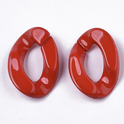Rouge Anneaux de liaison acryliques opaques, connecteurs à liaison rapide, pour faire des chaînes, torsion, rouge, 30x21x6mm, diamètre intérieur: 16x8 mm