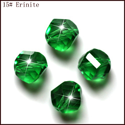 Green Imitation Austrian Crystal Beads, Grade AAA, Faceted, Polygon, Green, 10mm, Hole: 0.9~1mm