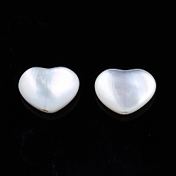 Cáscara Blanca Cuentas de concha natural de blanco, corazón, 5.5x7.5x2.5 mm, agujero: 0.8 mm