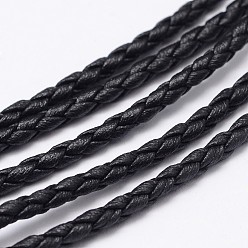 Negro Cordón de cuero de imitación de la PU trenzada, negro, 4 mm, aproximadamente 100 yarda / paquete (300 pies / paquete)