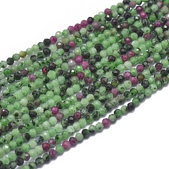 Ruby in Zoisite Natural Ruby in Zoisite Beads Strands, Faceted, Round, 2mm, Hole: 0.5mm, about 169pcs/strand, 15.7 inch(40cm)