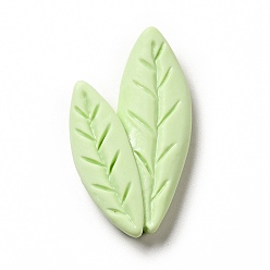 Leaf Spring Theme Opaque Resin Cabochons, Light Green, Leaf, 26x15.5x5.5mm