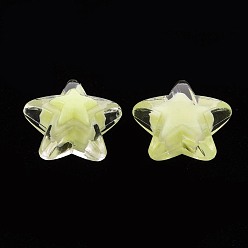 Light Yellow Transparent Acrylic Beads, Bead in Bead, Star, Light Yellow, 15.5x16x9.5mm, Hole: 3mm, about 569pcs/500g