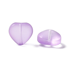 Medium Orchid Electroplate Frosted Glass Bead, Heart, Medium Orchid, 10x10x5mm, Hole: 1mm