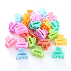 Mixed Color Rectangle Plastic Claw Hair Clips, with Iron Findings, for Girls, Mixed Color, 24~30mm