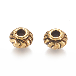 Or Antique  Perles de séparateur de style tibétain , sans cadmium et sans nickel et sans plomb, rondelle, Or antique, 6x4mm, Trou: 2mm
