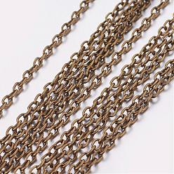 Antique Bronze Iron Cable Chains, Unwelded, with Spool, Oval, Antique Bronze, 3x2mm, about 305.11 Feet(93m)/roll