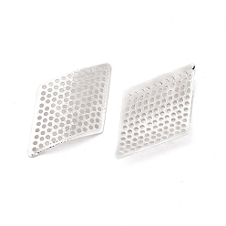 925 Sterling Silver Plated Brass Filigree Joiners, Cadmium Free & Lead Free, Rhombus Connector, 925 Sterling Silver Plated, 30.5x18x2mm, Hole: 0.8mm