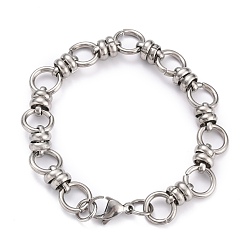 Stainless Steel Color 304 Stainless Steel Link Chain Bracelets, with Lobster Claw Clasps, Stainless Steel Color, 7-5/8 inch(19.4cm)