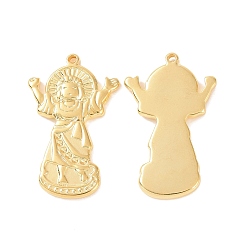 Golden Ion Plating(IP) 304 Stainless Steel Pendants, Virgin Mary Charms, Religion, Golden, 41x25x3mm, Hole: 1.6mm