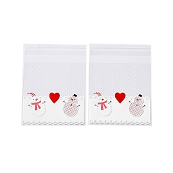 (7BDF) Прозрачный морозный бирюзовый Пластиковый пакет для выпечки с рождественской тематикой, с самоклеющейся, для шоколада, конфеты, печенье, квадратный, призрачный белый, 130x100x0.2 мм, около 100 шт / упаковка