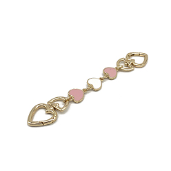 Pink Alloy Enamel Heart Bag Strap Extenders, with Swivel Clasps, for Bag Replacement Accessories, Light Gold, Pink, 17cm
