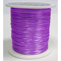 Purple Flat Elastic Crystal String, Elastic Beading Thread, for Stretch Bracelet Making, Dyed, Purple, 0.8mm, about 65.61 yards(60m)/roll
