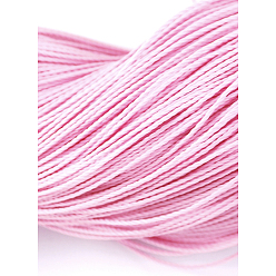 Pink Round Waxed Polyester Cord, Taiwan Waxed Cord, Twisted Cord, Pink, 1mm, about 415.57 yards(380m)/bundle