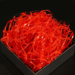 Red Raffia Crinkle Cut Paper Shred Filler, with Glitter Powder, for Gift Wrapping & Easter Basket Filling, Red, 3mm, 10g/bag