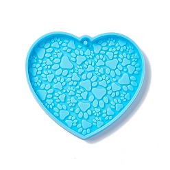 Paw Print Valentine's Day Silicone Pendant Molds, Resin Casting Molds, for Keychain Clasps Craft Making, Paw Print, 64x71x6mm, Hole: 2mm, Inner Diameter: 59x68mm