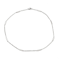 Stainless Steel Color 304 Stainless Steel Rectangle Link Chain Necklace, Stainless Steel Color, 17.76 inch(45.1cm)