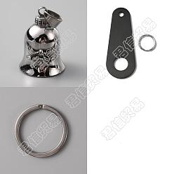 Stainless Steel Color Gorgecraft DIY Motorcycle Bike Bell Making Kit for Lucky Keychain, Including Stainless Steel Pendant & Keychain Blanks, Titanium Steel Keychain Clasps, Stainless Steel Color, 40x28mm