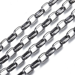 Gunmetal Unwelded Iron Cable Chains, with Spool, Gunmetal, 12.5x8.4x3mm, about 32.8 Feet(10m)/roll