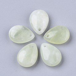 Jade Nouveau Nouveaux pendentifs en jade naturel, larme, 18x13x6mm, Trou: 1.6mm