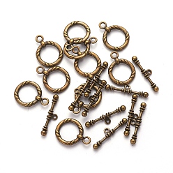 Antique Bronze Tibetan Style Toggle Clasps, Cadmium Free & Nickel Free & Lead Free, Antique Bronze, 34x4x4mm, Hole: 3.5mm