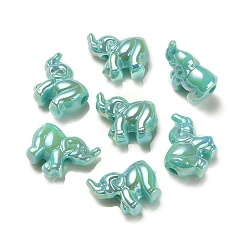 Turquoise UV Plating Rainbow Iridescent Acrylic Beads, Elephant, Turquoise, 23.5x21x11mm, Hole: 3.8mm