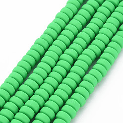 Lime Green Handmade Polymer Clay Beads Strands, for DIY Jewelry Crafts Supplies, Flat Round, Lime Green, 6~7x3mm, Hole: 1.5mm, about 113~116pcs/strand, 15.55 inch~16.14 inch(39.5~41cm)
