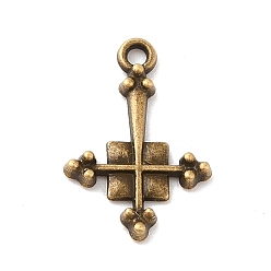 Bronce Antiguo Colgantes de la aleación de estilo tibetano, encanto de la cruz de la religión, Bronce antiguo, 15.5x10.5x2 mm, agujero: 1 mm