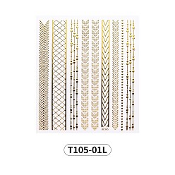 Others 3D Nail Art Stickers Decals, Gold Stamping, Self-adhesive, for Nail Tips Decorations, Geometric Pattern, 90x77mm, Package Size: 95x138mm