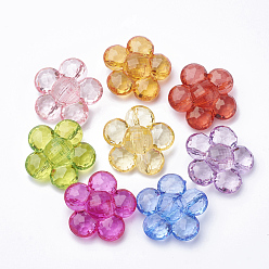 Couleur Mélangete Perles acryliques transparentes, fleur, couleur mixte, 36x35x14mm, trou: 3.5 mm, environ 75 pcs / 500 g