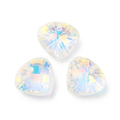 Alice Blue Electroplated Glass Pendants, Back Plated, Faceted, Teardrop Charms, Alice Blue, 12x13x5mm, Hole: 1.2mm