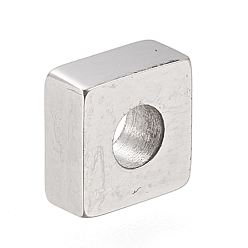 Stainless Steel Color 304 Stainless Steel Beads, Square, Stainless Steel Color, 7x7x3mm, Hole: 3mm