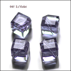 Lila Imitación perlas de cristal austriaco, aaa grado, facetados, cubo, lila, 7x8.5x8.5 mm, agujero: 0.9~1 mm
