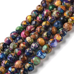 Coloré Brins de perles de jaspe impérial naturel, teint, ronde, colorées, 8~8.5mm, Trou: 1~1.2mm, Environ 47~48 pcs/chapelet, 15.16 pouce (38.5 cm)