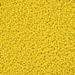 Amarillo 11/0 calificar unas cuentas redondas de semillas de vidrio, pintura para hornear, amarillo, 2.3x1.5 mm, agujero: 1 mm, sobre 48500 unidades / libra