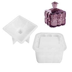 Square DIY Storage Box Silicone Molds, Resin Casting Molds, Square, 71~82x71~82x43~53mm