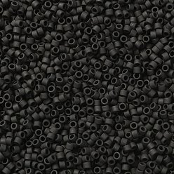 Black Cylinder Seed Beads, Frosted Colors, Uniform Size, Black, 2x1.3~1.5mm, Hole: 0.8~1mm, about 40000pcs/bag, 450g/bag