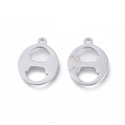 Letter Q 304 Stainless Steel Charms, Greek Alphabet, Stainless Steel Color, Letter.Q, 13.8x11x1mm, Hole: 1.2mm