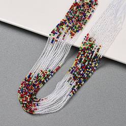 Clear Transparent Gradient Color Glass Beads Strands, Segmented Multi-color Beads, Faceted Round, Clear, 2mm, Hole: 0.5mm, about 184~187pcs/strand, 14.37''(36.5cm)