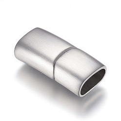 Stainless Steel Color 304 Stainless Steel Magnetic Clasps with Glue-in Ends, Rectangle, Stainless Steel Color, 29x14x8.5mm, Hole: 6x12mm