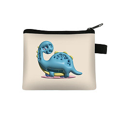Sky Blue Polyester Wallets with Zipper, Change Purse, Clutch Bag for Women, Rectangle with Dinosaor, Sky Blue, 22x13.5cm