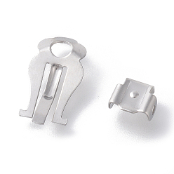 Stainless Steel Color 316 Surgical Stainless Steel Clip-on Earring Findings, Stainless Steel Color, 16.5x18x2.5mm, Hole: 3mm, 6.5x5.5x3mm, Hole: 1.2mm, 2pcs/set