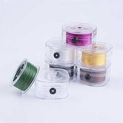 Color mezclado Cuerda de cristal elástica plana, hilo de cuentas elástico, para hacer la pulsera elástica, color mezclado, 0.8 mm, aproximadamente 54.68 yardas (50 m) / rollo