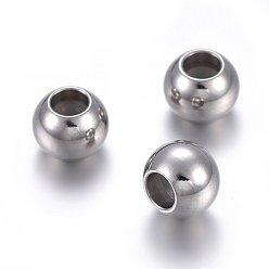 Stainless Steel Color 201 Stainless Steel Beads, with Rubber Inside, Slider Beads, Stopper Beads, Rondelle, Stainless Steel Color, 6x4.5mm, Hole: 1.5mm