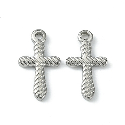 Stainless Steel Color 304 Stainless Steel Pendants, Cross Charms, Stainless Steel Color, 20x11.5x2mm, Hole: 2mm